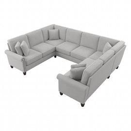 Bush Furniture Coventry 113inW U-Shaped Sectional Couch, Light Gray, Standard Delivery