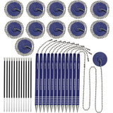 Nadex Coins Ball and Chain Security Pen Set (12 Pens, Blue) - Rubber - Blue