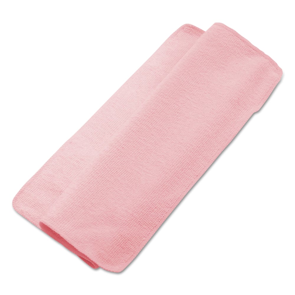 Boardwalk Lightweight Microfiber Cleaning Cloths, 16in x 16in, Pink, Pack Of 24 Cloths