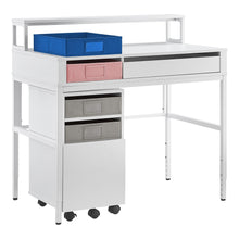 Load image into Gallery viewer, Realspace Baywick 37inW Student Computer Desk With Height-Adjustable Legs And Mobile File Cabinet, White