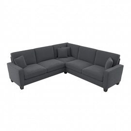 Bush Furniture Stockton 99inW L-Shaped Sectional Couch, Dark Gray Microsuede Fabric, Standard Delivery