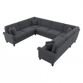 Bush Furniture Coventry 125inW U-Shaped Sectional Couch, Dark Gray, Standard Delivery