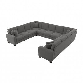 Bush Furniture Stockton 137inW U-Shaped Sectional Couch, French Gray Herringbone, Standard Delivery