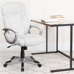Flash Furniture Carolyn LeatherSoft Faux Leather Mid-Back Executive Office Chair, White