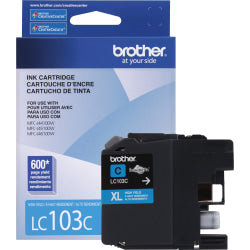Brother LC103 Cyan High-Yield Ink Cartridge, LC103C