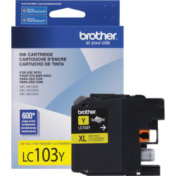 Brother LC103 Yellow High-Yield Ink Cartridge, LC103Y