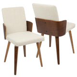 LumiSource Carmella Chairs, Walnut/Cream, Set Of 2 Chairs