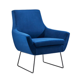 Adesso Kendrick Fabric Chair, Matte Black/Blue Velvet