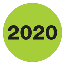 Load image into Gallery viewer, Office Depot Brand 2020 Year Labels, Circle, DL6820, 3in, Fluorescent Green, Roll Of 500 Labels