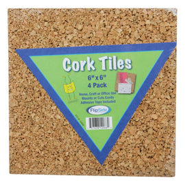 Flipside Products Cork Tiles, 6in x 6in, Set of 4