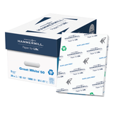 Hammermill Great White Copier Paper, Letter Size (8 1/2in x 11in), 5000 Total Sheets, 20 Lb, 50% Recycled, White, 500 Sheets Per Ream, Case Of 10 Reams