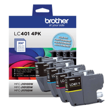 Load image into Gallery viewer, Brother LC401 Genuine Multi-Pack Ink, Black/Cyan/Magenta/Yellow, Pack Of 4 Cartridges, LC4014PKS