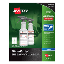 Load image into Gallery viewer, Avery UltraDuty GHS Chemical Labels For Pigment-Based Inkjet Printers, 60523, 3 1/2in x 5in, White, Pack Of 200