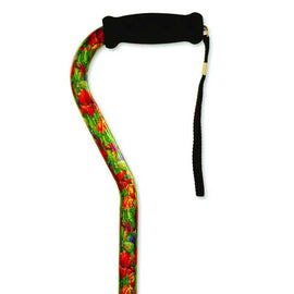 Alex Orthopedic Offset Handle Aluminum Cane, 31in-40in, Summer Garden