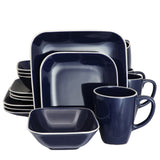 Gibson Home Square Dance 16-Piece Dinnerware Set, Cobalt