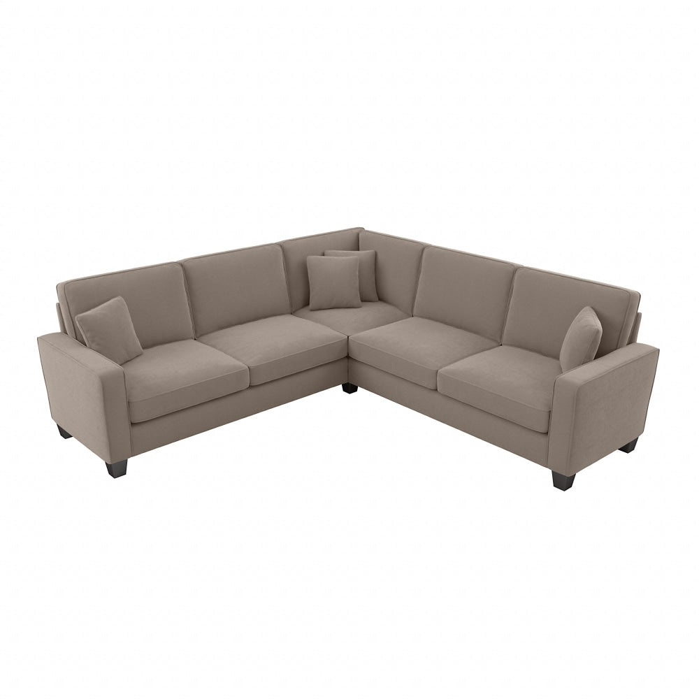 Bush Furniture Stockton 99inW L-Shaped Sectional Couch, Tan Microsuede Fabric, Standard Delivery