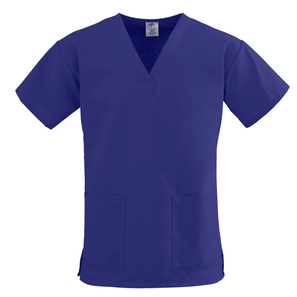 Medline ComfortEase Polyester/Cotton Ladies V-Neck 2-Pocket Scrub Top, Medium, Purple