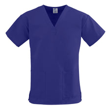Load image into Gallery viewer, Medline ComfortEase Polyester/Cotton Ladies V-Neck 2-Pocket Scrub Top, Medium, Purple