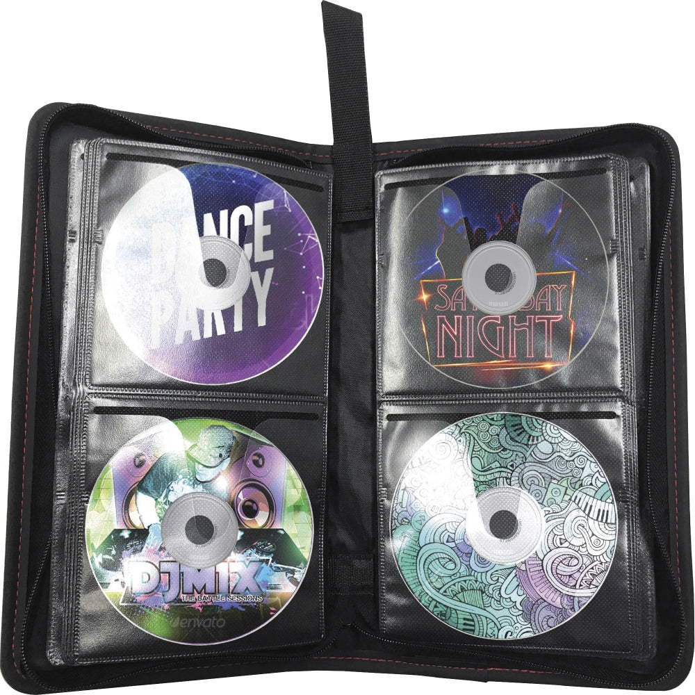Maxell Traditional CD & DVD Travel Case - Leather, Polypropylene - Black - 64 CD/DVD