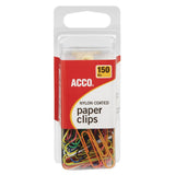ACCO Standard Vinyl Coated Paper Clips, Box Of 150, Assorted
