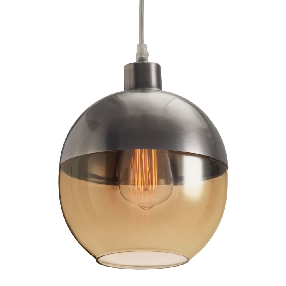 Zuo Modern Trente LED Ceiling Lamp, 7-9/10inW, Amber Glass Shade/Satin Steel Base