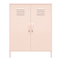 Ameriwood Home Mission District 2-Door 3-Shelf Metal Locker Storage Cabinet, 40inH x 31-1/2inW x 15-3/4inD, Pink