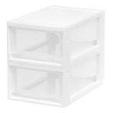 Iris Plastic Modular Drawers, 5 3/8in x 8 1/2in x 13 1/8in, White, Set Of 2