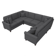 Load image into Gallery viewer, Bush Furniture Hudson 113inW U-Shaped Sectional Couch, Charcoal Gray Herringbone Fabric, Standard Delivery