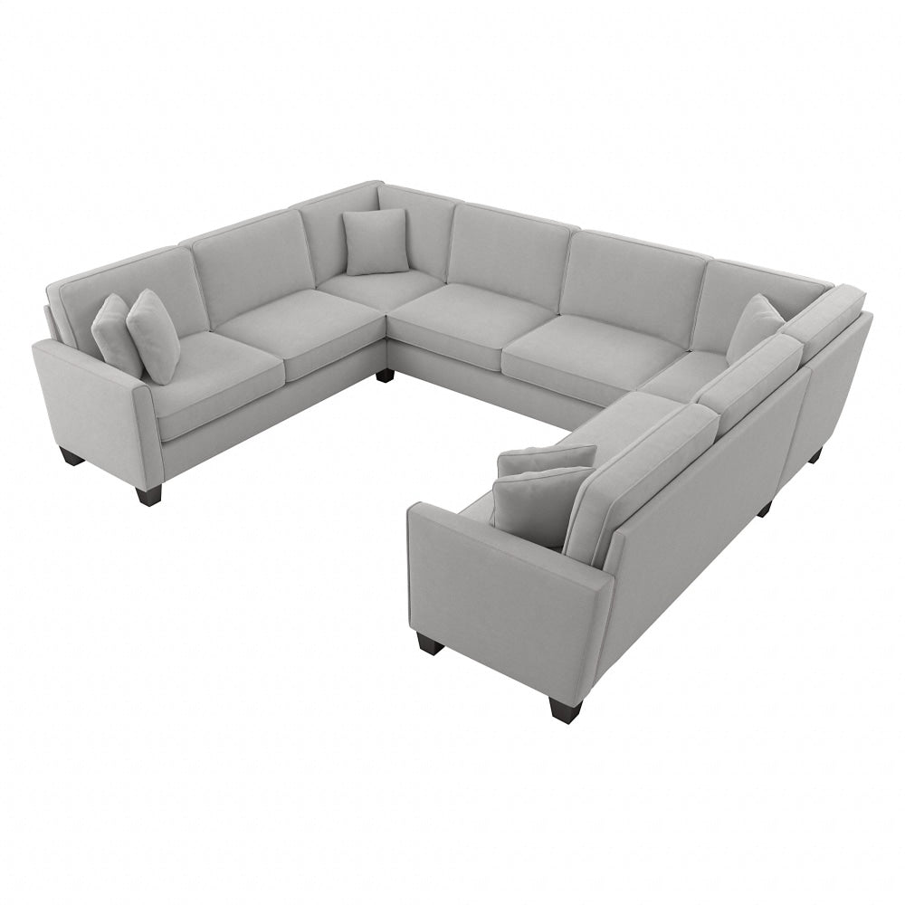 Bush Furniture Flare U-Shaped Sectional Couch, 35-3/4inH x 125inW x 99-1/16inD, Light Gray Microsuede Fabric, Standard Delivery