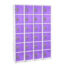 Alpine 6-Tier Steel Lockers, 72inH x 12inW x 12inD, Purple, Pack Of 4 Lockers