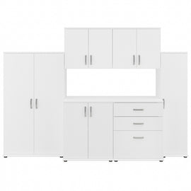 Bush Business Furniture Universal 108inW 6-Piece Modular Storage Set With Floor And Wall Cabinets, White, Standard Delivery