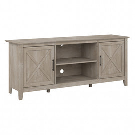 Bush Furniture Key West TV Stand for 70in TV, 24-2/5inH x 60-1/4inW x 15-5/7inD, Washed Gray, Standard Delivery