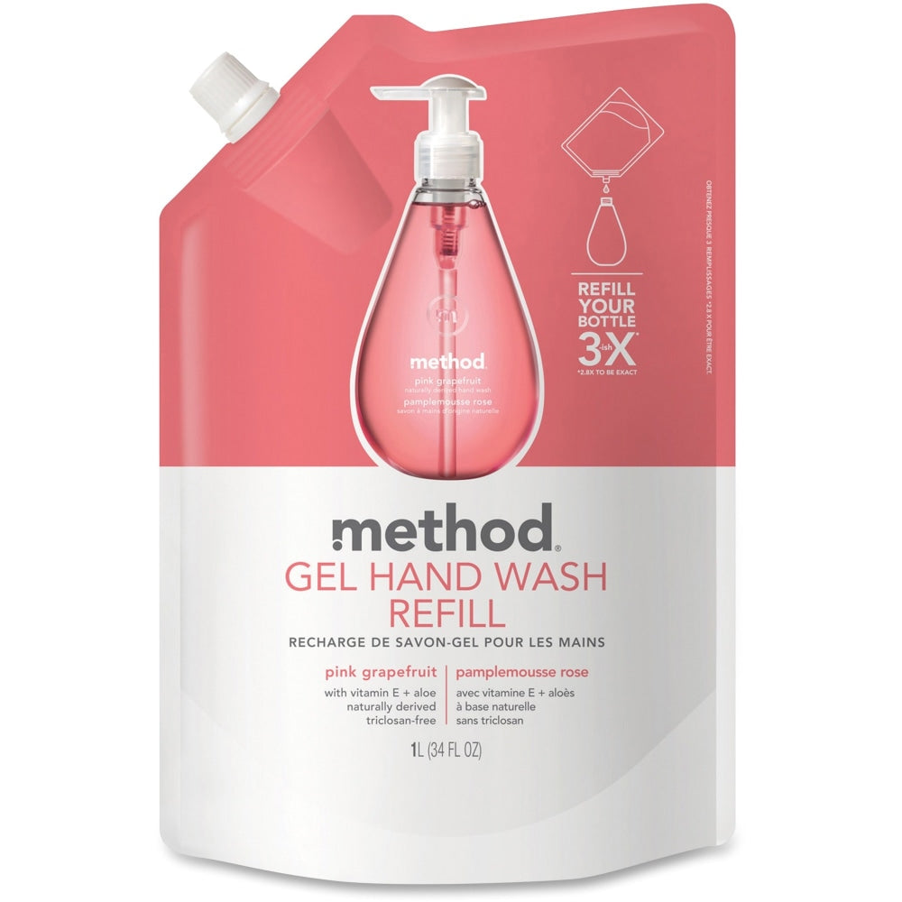 Method Gel Hand Wash Soap, Pink Grapefruit, 34 Oz Per Pouch, Pack Of 6 Pouches
