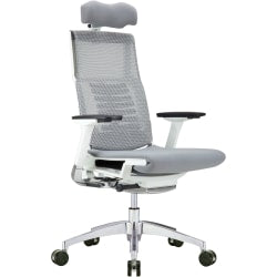 Raynor Powerfit Erognomic Fabric High-Back Executive Office Chair, White/Gray