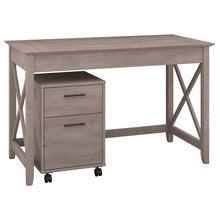 Load image into Gallery viewer, Bush Furniture Key West 48inW Writing Desk With 2 Drawer Mobile File Cabinet, Washed Gray, Standard Delivery
