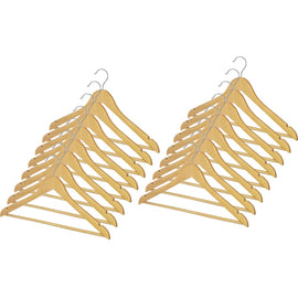 Whitmor Hanger - 0.5in Length - for Coat - Wood, Chrome - Natural - 16 / Set