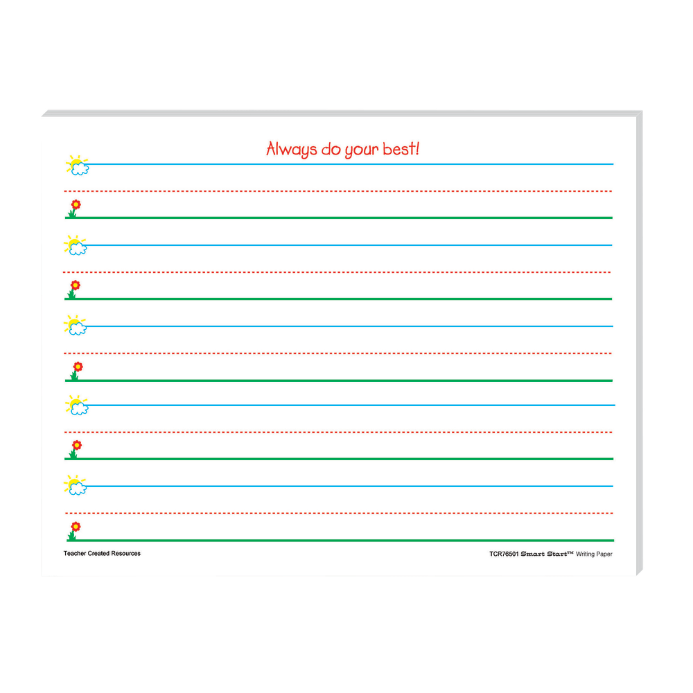 Teacher Created Resources Smart Start K-1 Writing Filler Paper, 11in x 8 1/2in, 100 Sheets (200 Pages), Pack Of 4