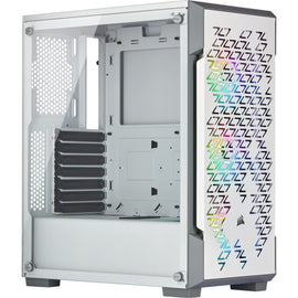 Corsair iCUE 220T RGB Airflow Tempered Glass Mid-Tower Smart Case - White - Mid-tower - White - Steel, Tempered Glass - 4 x Bay - 3 x 0.47in x Fans Installed - 0 - Mini ITX, ATX, Micro ATX Motherboard Supported - 6 x Fans Supported