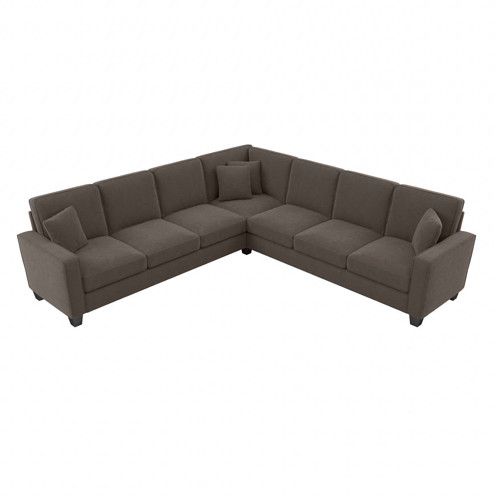 Bush Furniture Stockton 111inW L-Shaped Sectional Couch, Chocolate Brown, Standard Delivery