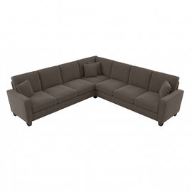 Bush Furniture Stockton 111inW L-Shaped Sectional Couch, Chocolate Brown, Standard Delivery