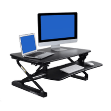 Load image into Gallery viewer, FlexiSpot M2 Height-Adjustable Standing Desk Riser With Removable Keyboard Tray, 19-3/4inH x 35inW x 23-1/4inD, Black