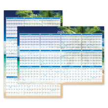 Load image into Gallery viewer, 2024 Office Depot Brand Reversible Erasable Wall Calendar, 36in x 24in, Paradise, January To December 2024 , ODUS2302-001