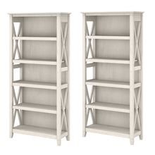 Load image into Gallery viewer, Bush Business Furniture Key West 66inH 5-Shelf Bookcase Set, Linen White Oak, Standard Delivery