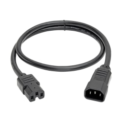 Eaton Tripp Lite Series Power Cord C14 to C15 - Heavy-Duty, 15A, 250V, 14 AWG, 3 ft. (0.91 m), Black - Power cable - IEC 60320 C15 to IEC 60320 C14 - AC 100-250 V - 3 ft - black