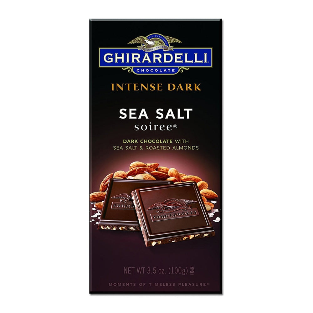 Ghirardelli Intense Dark, Sea Salt Soiree, 3.5 Oz, Pack Of 12 Bags