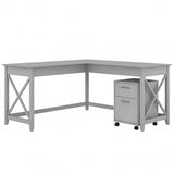 Bush Business Furniture Key West 60inW L-Shaped Corner Desk With 2-Drawer Mobile File Cabinet, Cape Cod Gray, Standard Delivery
