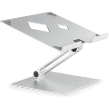 Load image into Gallery viewer, DURABLE RISE Laptop Stand - Up to 17in Screen Support - 12.6in Height x 9.1in Width x 11in Depth - Desktop, Tabletop - Aluminum - Silver