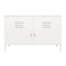 Load image into Gallery viewer, Ameriwood Home Mission District 2-Door Metal Locker Accent Cabinet, 25-1/4inH x 39-3/8inW x 15-3/4inD, White