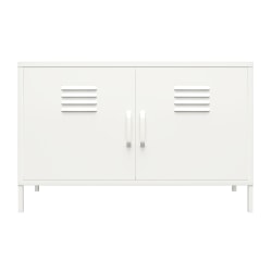 Ameriwood Home Mission District 2-Door Metal Locker Accent Cabinet, 25-1/4inH x 39-3/8inW x 15-3/4inD, White