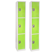 Load image into Gallery viewer, Alpine Large 3-Tier Steel Lockers, 72inH x 12inW x 12inD, Green, Pack Of 2 Lockers